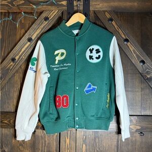ZARA Green Varsity Jacket 13–14Y (164cm) Patch Bomber